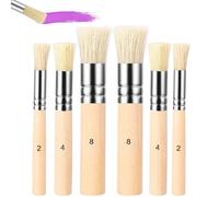 6 Pcs Stencil Brushe Set, Wooden Natural Bristle Paint Brushes, Stipple Brush, Art Painting Bristle Brushe, for Oil Watercolor Painting Card Making DIY Art Crafts Projects, 3 Sizes