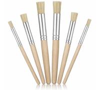 6 PCS Stencil Brushes for Stenciling, Natural Bristle Dome Stencil Brush Set, Wooden Stippling Brush for Acrylic Oil Watercolor Paint, Painting on Wood Wall, DIY Craft, Card Making