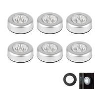 6 PCS Stick on Push Light, Stick on Touch Light Wireless LED Night Lights, Self-Adhesive Touch Activated LED Wall Lights for Closets, Cabinets, Utility Rooms, Under Cabinet, Hallway, and Bedside