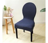 6 PCS Stretch Blue Dining Chair Covers - Curved Slipcovers for Round Kitchen Chairs - Easy Care Protective Fabric - Ideal Home Decor & Furniture Protection