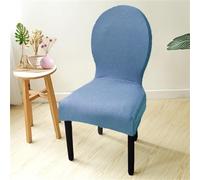 6 PCS Stretch Curved Dining Chair Covers - Solid Blue Slipcovers for Round Kitchen Chairs - Washable Protective Fabric - Ideal Home Decor & Furniture Protection