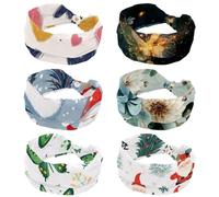 6 PCS Stretch Sport Headband for Women Butterfly with Daisy Sparkle Trail in the Sky Soft Headband Non-Slip Hairband Hair Accessories Twist Knotted Hairwrap