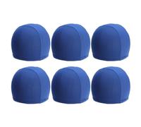 6 Pcs Stretchable Polyester Swim Cap Solid Blue Adult Unisex