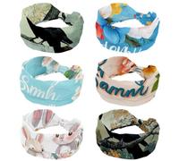 6 Pcs Stretchy Headbands for Women, Absorbed Sport Headband Soft Twist Knotted Headbands for Daily Life Yoga Workout, Welcome spring (1)