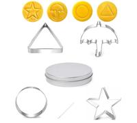 6 Pcs Sugar Candy Making Tools Cookie Cutter Squid Candy Game Kit Umbrella Triangle Star Round Mold with Box for Party Sugar Game Cookies