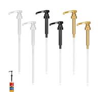 6 PCS Syrup Pump Set - Coffee Syrup Dispenser for Glass Bottles, Leak-Resistant with Dosing Cap (2 Black + 2 White + 2 Gold), Professional Barista & Home Coffee Bar Accessory