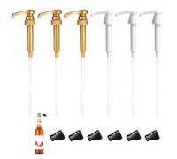 6 Pcs Syrup Pump with a Lid, Coffee Syrup Pumps Simply Syrups Pumps, Pump for Bars Coffee Bar Includes and Home, for Syrups Like Vanilla Lavender Blueberry (3 White and 3 Gold)
