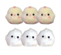 6 PCS Taba Squishy, Fufu Squishy, Taba Squishy Kit, Fufu Squishies Yellow and White Bobo Chicken, 4x3x3cm Furry Squishy Toy Kit for Office, Home, Travel, Stress Relief Fidget Toys for Adults, Kids
