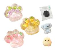 6 PCS Taba Squishy, Stress Relief Toys Set Including 3 Cat Paw Squishies, 1 Mini Black Biscuit, 1 Mini Koala, And 1 Mini Chicken Squishy, Perfect for Girls, Kids, Classroom, And Anxiety Relief