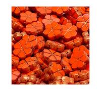 6 pcs Table cut Czech glass beads little flower 10 x 10 mm, Orange Red