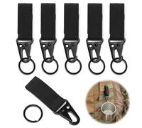 6 Pcs Tactical Carabiner Clip, Nylon Webbing Strap Clip Carabiners, Hanging Belt Clips Black for Tactical Accessories Belt Vest and Backpacks