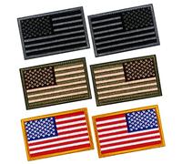 6 PCS Tactical Patches of USA US American Flag Regular and Reverse, with Hook and Loop for Backpacks Caps Hats Jackets Pants, Military Army Uniform Emblems, Size 3x2 Inches