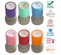 6 Pcs Teacher Motivational Stamps, Plastic Personalised Teacher Stamp for Education, Colorful, for Classroom Homework Student Motivation, Teachers & Educators