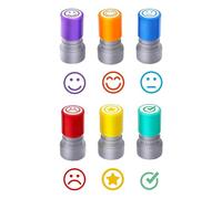 6 PCS Teacher Stamps, Colorful Self Inking Stamp with Emoji Designs, Classroom Essentials Stamps for Kids Education, Teachers Grading, Teacher Role Play