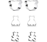6 Pcs Teddy Bear Cookie Cutter Set Baking Mold Stainless Steel Mould for Chocolate Candy Jelly Sweets Cake