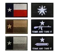 6 Pcs Texas Patch Black and White Check Patch Funny Embroidered Fastener Removable Hook & Loop Applique Emblem Tactical Military Flag Patches for Backpacks,Jacket,Clothes,Jeans,Bags,Hats,Vest