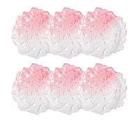 6 pcs Textured Glass Plates Wavy Edge Decorative Clear Modern Hammered Ice Appetizer Plates Set. Glass Serving Tray Dinner Appetizer Artistic Dinnerware Frosted Elegant (Pink, Small (3.5in / 9cm))