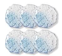 6 pcs Textured Glass Plates Wavy Edge Decorative Clear Modern Hammered Ice Appetizer Plates Set. Glass Serving Tray Dinner Appetizer Artistic Dinnerware Frosted Elegant (Blue, Small (3.5in / 9cm))
