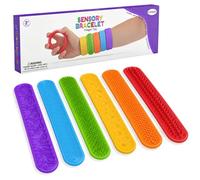 6 Pcs Textured Touch Sensory Toys, Mixed Colour Silicone Fidget Toys for Kids with Quiet Slap Band Design, Kids Bracelet for School and Party Favours, Safe Toy for Kids for Daily Calming and Play