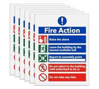 6 Pcs The Alarm Fire Action Notice Signs,Self Adhesive Fire Action Notice Safety Signage for Businesses and Public Spaces 150mm x 200mm - Effective and Durable for Emergency Communication