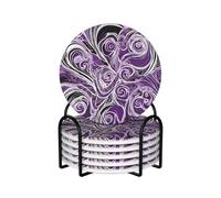 6 Pcs The Sea Witch Inspired Ceramic Coasters With Holder Best Absorbent Drink Coasters Round Shape Ceramic Table Coasters Set Decorative Coffee Cup Beverage Coasters Wine Beer Bar Coasters