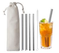 6 Pcs Thick Metal Straws Drinking, 21cm Stainless Steel Straws, Reusable Boba Straw, 12mm Extra Wide Drinking Straw with 8.5inch Long Cleaner for Bubble Boba Tea, Thick Beverages, Milkshakes