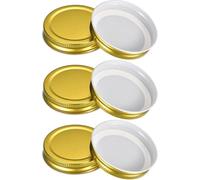 6 Pcs - Tinplate Canning Lids Wide Mouth Leak Proof Fits Storage Jars (Gold)