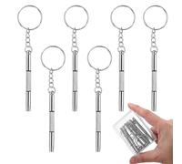 6 Pcs Tiny Eyeglass Screwdriver Repair Kit, Mini Sunglasses Screwdriver Set, Mini 3 in 1 Precision Glasses Screwdriver Tool Kit, Small Phillips Hex Flat Head Watch Screwdriver Set with Keyring