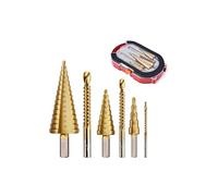 6 Pcs Titanium Coated Drill Bit Set, Including 3 Sizes of Step and Twist Drill Bits for Metalworking, Woodworking, Hole Drilling