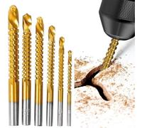 6 Pcs Titanium Coated HSS Twist Drill Bit, 3-8mm Drill Bit Set | Multi Material Spiral Kit, Woodworking Holesaw Tools, For Wood Metal Plastic Hole Screwing Boring(1 Set)