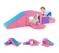 6 PCS Toddlers Foam Climbing Blocks Soft Play Crawling Tunnel-Purple Gymax Purple One Size