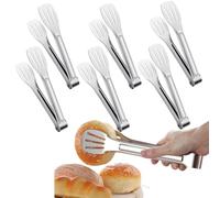 6 pcs Tongs Kitchen, 7inch Serving Tongs, Filter Out The Water and Oil, for Pasta Salad, BBQ, Cake Home Party, 3 Lines Gap Design, Easy Grip Non Stick