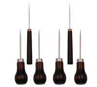 6 Pcs Tool Wooden Handle Sewing Tailors Awl Tool Gourd Shape Awl Professional Tool Punch Sharp for Leather for Sewing Crafting Leather Perforating Needle Removal