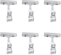 6 Pcs Transparent Plastic Merchandises Sign Clip Rotatable Double,Signs Clips Merchandise Sign Display Rotatables Merchandise,Mini Clip Tag Holders for Business Cards