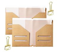6 PCS Travelers Notebook Insert Kit (Passport Size), 2 Kraft Paper Folders, 2 Zipper Pouches & 2 Pen Clips/Travel Journal Accessories/Travelers Notebook Accessories for Cards, Bills & Organizers