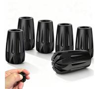 6 Pcs Trekking Pole Tips, Universal Fit PVC Hiking Pole Ferrules, Durable Walking Stick Ends for Enhanced Grip on Asphalt, Gravel, and Mountain Terrain (Black)