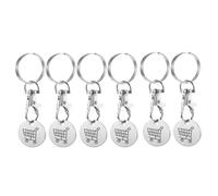 6 Pcs Trolley Tokens Stainless Steel Trolley Coin Keyring, UK Shopping Trolley Token with Metal Clips and Rings Lobster Keyrings for Supermarket Grocery Shopping Cart