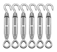 6 Pcs Turnbuckle Wire Tensioner, M4 Hook & Hook/C to C Turnbuckle 304 Stainless Steel Cable Tightener, M4 Adjustable Turnbuckle Hook and Eye, Wire Rope Tension Heavy Duty Hardware