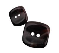 6 Pcs Two-Hole Resin Square Buttons, Black, 23mm 6 Pcs