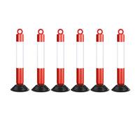 6 Pcs ty Bollards 30" Reflective Parking Cones with Weighted Rubber Base No Parking & Road Control Posts Durable White & Red Barrier for Outdoor Use