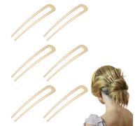 6 Pcs U Shaped Hair Pins, French Hair Pins, imple Everyday Updo Hairpin, Retro 2 Prong Chignon Pins, French Twist Stick, Women Hairstyle Accessories, for Women with Longer and Thicker Hair(Gold）