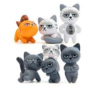 6 PCS Unhappy Cat Doll Cartoon Figure Miniature Garden Succulent Plants Decor Practical and Popular Professional Process