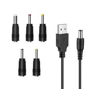 6 Pcs Universal 5V Multi-function USB to DC Power Cable,1M USB to DC Power Cable with 5 Connectors for 5.5x2.5mm,4.0x1.7mm, 3.5x1.35mm, 3.1x1.0mm,2.5x0.7mm Connectors Compatible for Laptops,Router