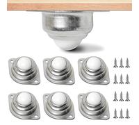 6 pcs Universal Wheel Balls,2 Holes Industrial Ball Casters,Ball Transfer Bearing Roller,Castor Balls With Nylon Ball and 12 pcs Screws,for Home, Sofas, Display Cabinets, Shelves, Cabinets