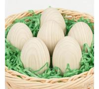 6 Pcs Unpainted Easter Wooden Eggs, Unfinished Wooden Eggs for Arts Crafts DIY and Creative Painting Solid Wood Won't Crack, Essential for The Hunt Game and Easter Party Home Decorations (55x35mm)