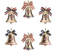 6 Pcs USA 250th Anniversary Liberty Bell Ornament Christmas Bell Ornaments for Tree US Founding Pendant Gift Indoor Outdoor Hanging Decor 2D Flat Acrylic Doorbell Hanging Ornaments Decoration