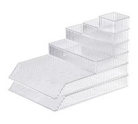 6 Pcs Vanity Drawer Organizer, Clear PET Makeup Drawer Organizer in 5 Sizes, Office Desk, Kitchen, Modular Stackable Design
