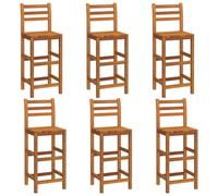 (6 pcs) vidaXL 6x Solid Wood Acacia Bar Stools Kitchen Wooden Bistro Chair Pub Stool