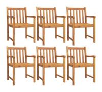 (6 pcs) vidaXL Garden Chairs Outdoor Stackable Dining Chair Armchair Solid Wood Teak