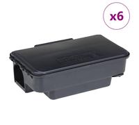 (6 pcs) vidaXL Mouse Traps 6 pcs Black 22x12.5x7.5 cm rat box mouse bait rat bait box